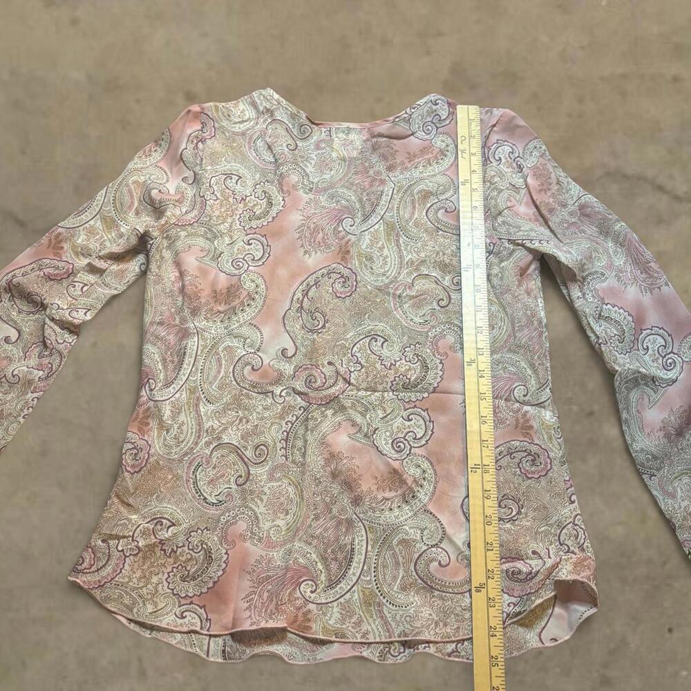 vtg y2k cottage fairy paisley blouse heartsoul sz large pink cream - Picture 9 of 9